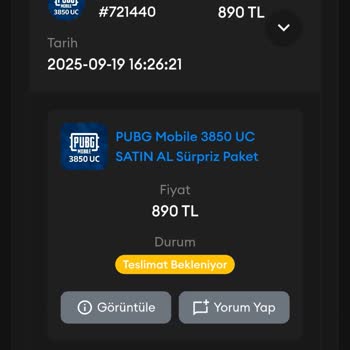 Oyun Dinar Satın Aldığım PUBG Mobile Uc Eksik Yüklendi, Mağduriyetimin Giderilmesini İstiyorum