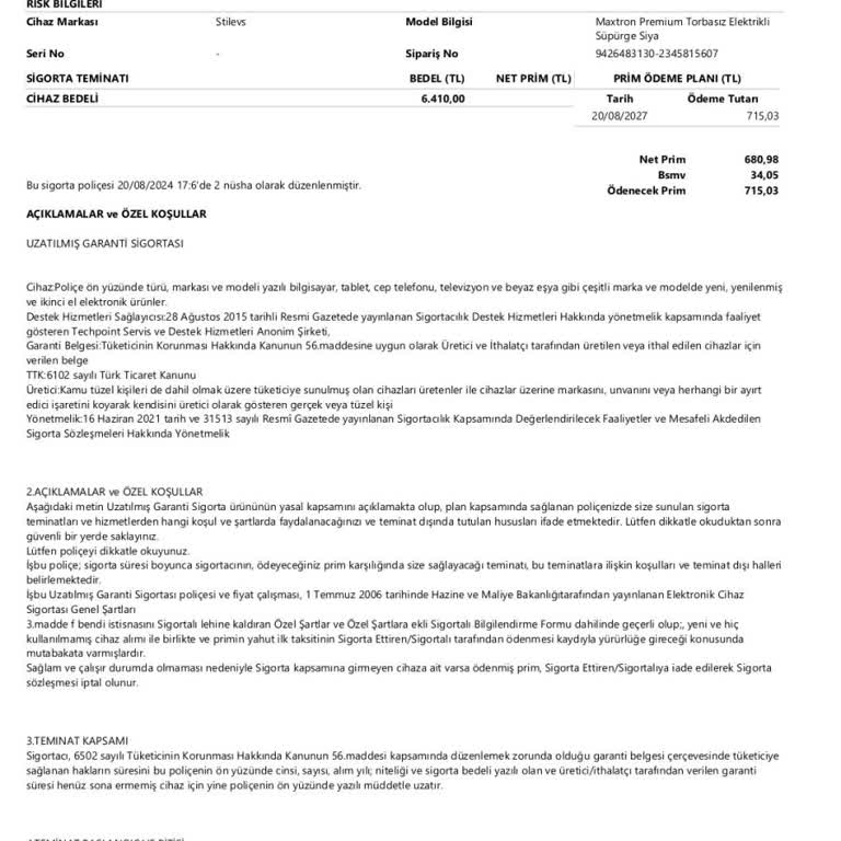 Süpürge Başlık Hortumundaki Yırtık Garanti Kapsamında Değerlendirilmiyor