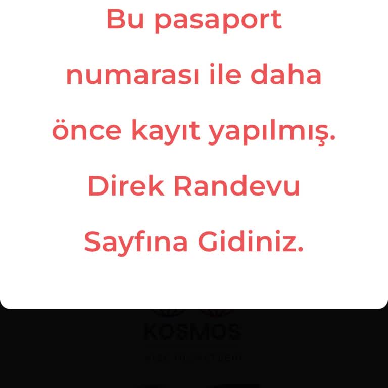 Kosmos Vize Hizmetleri Başvuru Formunda Değişiklik Yapamıyorum, Teknik Destek Bekliyorum