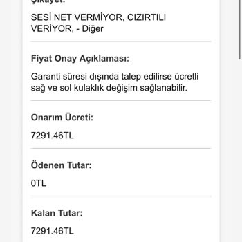 Apple Garanti Kapsamındaki Airpods 2. Nesil Cihazıma Yüksek Onarım Ücreti Talep Edilmesi