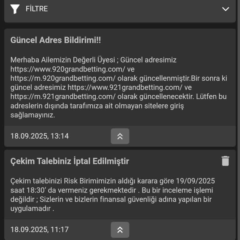 Grandbetting Para Çekim Talebim Sürekli Erteleniyor Mağdur Ediliyorum