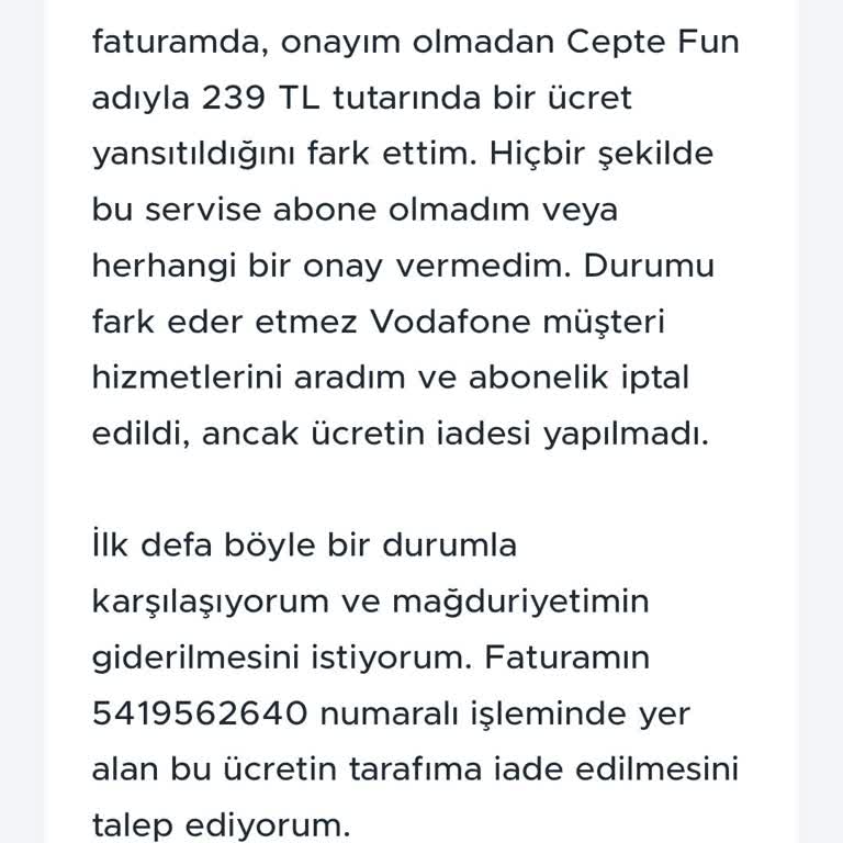 Onayım Olmadan Başlatılan Cepte Fun Aboneliği Ve İade Sorunu