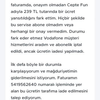 Onayım Olmadan Başlatılan Cepte Fun Aboneliği Ve İade Sorunu