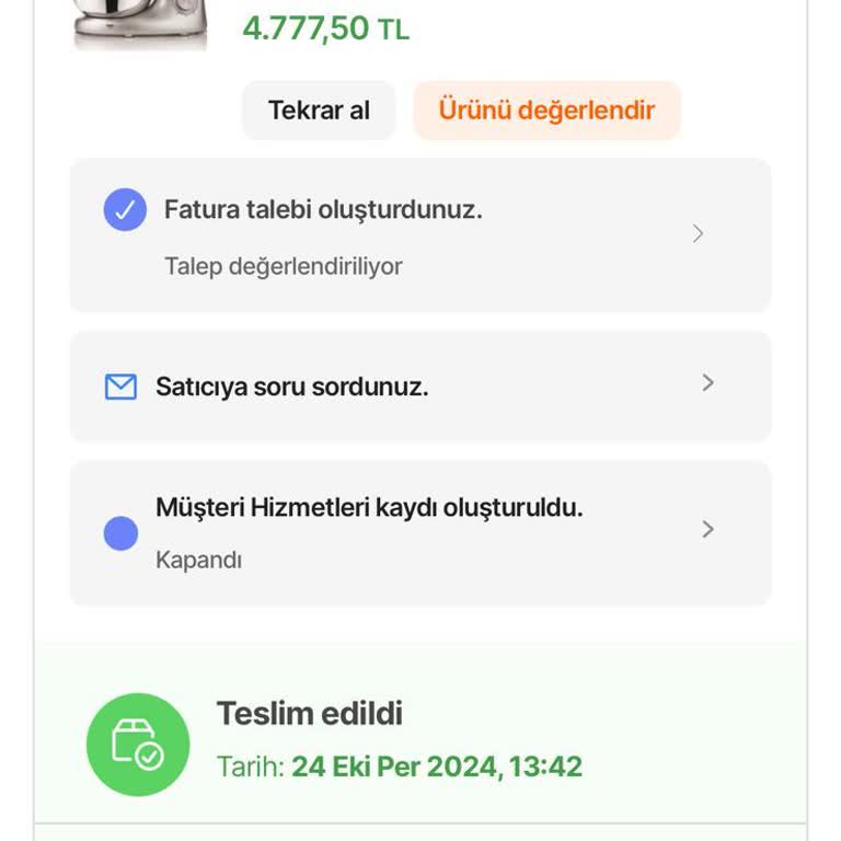 Garanti Süresi Devam Eden Ürün İçin Fatura Talebim Reddedildi