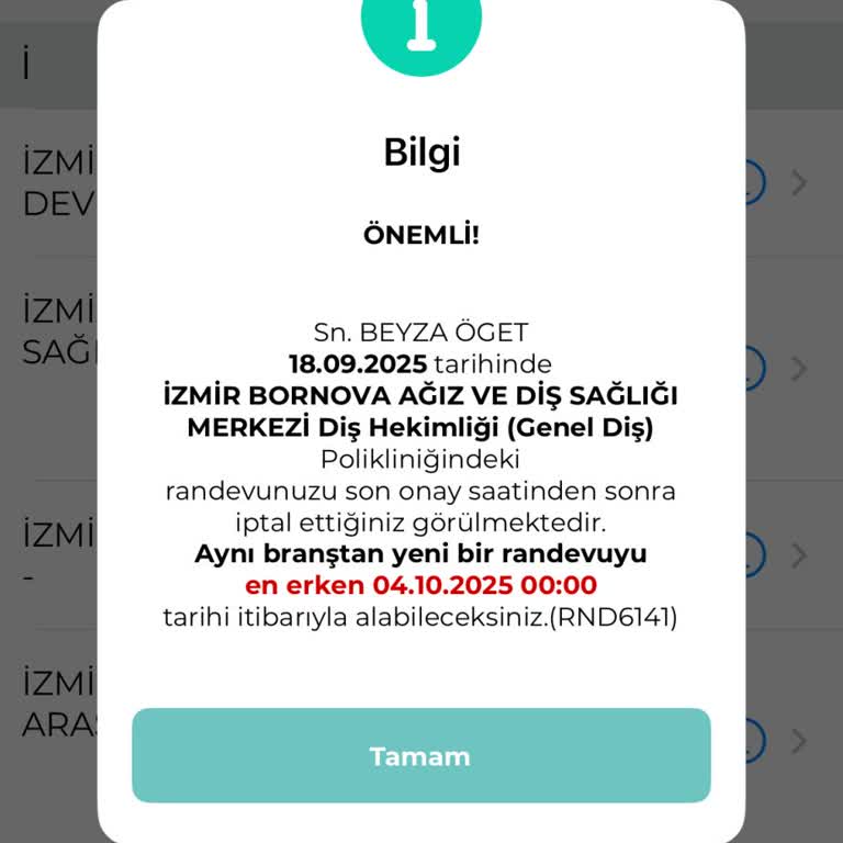 Randevu İptali Sonrası Sistemden Tekrar Randevu Alamıyorum Mağduriyet Yaşıyorum