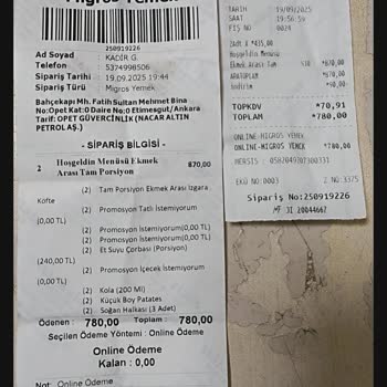 Migros Yemek Siparişimde Eksik Ürün Ve Çözüm Eksikliği