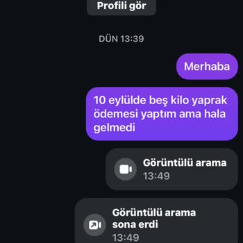 Ödeme Yapılan Asma Yaprağı Siparişim Teslim Edilmedi, İade Talep Ediyorum