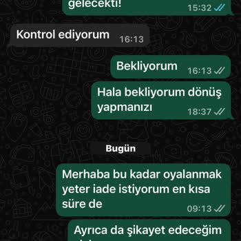 Ödeme Yapılan Asma Yaprağı Siparişim Teslim Edilmedi, İade Talep Ediyorum