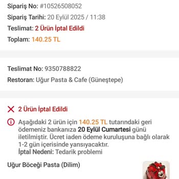 Açıklamasız İptal Edilen Sipariş Küçük Çocuğumu Üzdü