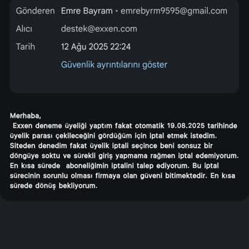 Exxen Deneme Aboneliği İptal Edilemiyor Param İade Edilmiyor