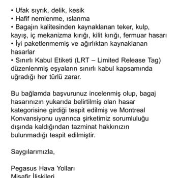 Pegasus Uçuşunda Valizim Kırık Ve Kullanılamaz Halde Teslim Edildi