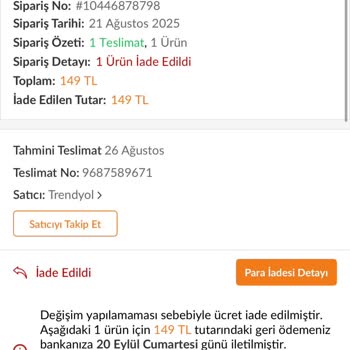 Stokta Olmasına Rağmen Değişim Yerine İade Yapılması Ve Yanıltıcı Bilgilendirme