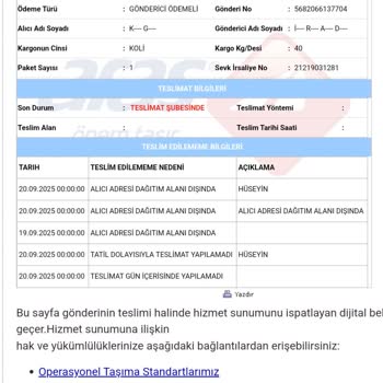Aras Kargo Şubesinin İlgisizliği Ve Teslimat Gecikmesi Mağduriyet Yaşattı