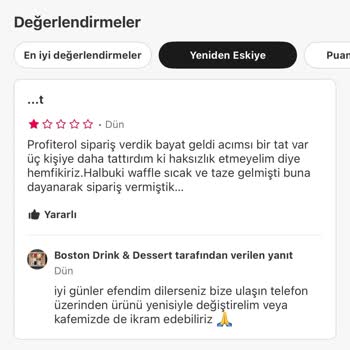 Bayat Profiterol Ve Yetersiz Müşteri Hizmeti Deneyimi