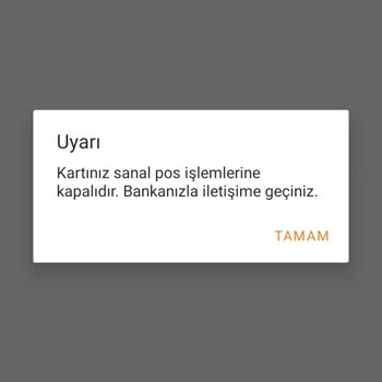 Aktif Kartım Sanal Pos İşlemlerine Kapalı, Çözüm Alamıyorum