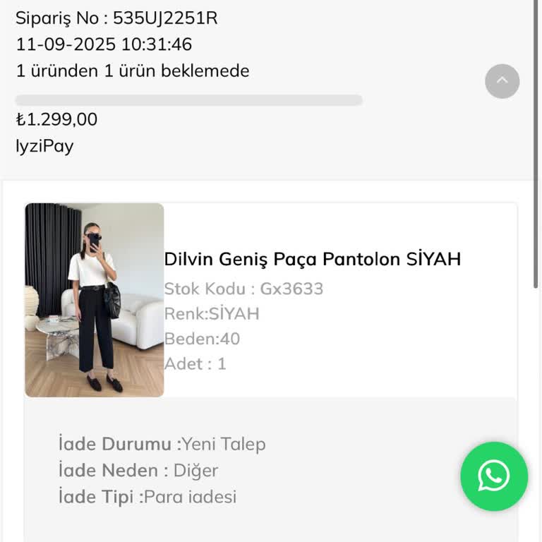 İade Edilen Pantolonun Ücret İadesi Yapılmıyor, Firma Ulaşılamaz Durumda