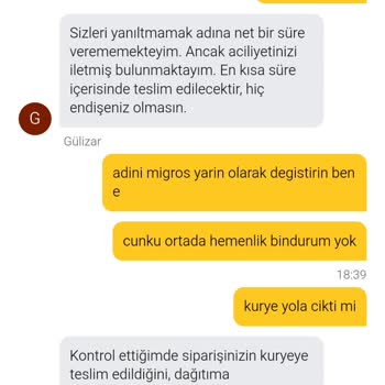 Migros Hemen Siparişim Yine Gecikti Müşteri Hizmetleri Çözüm Sunmuyor