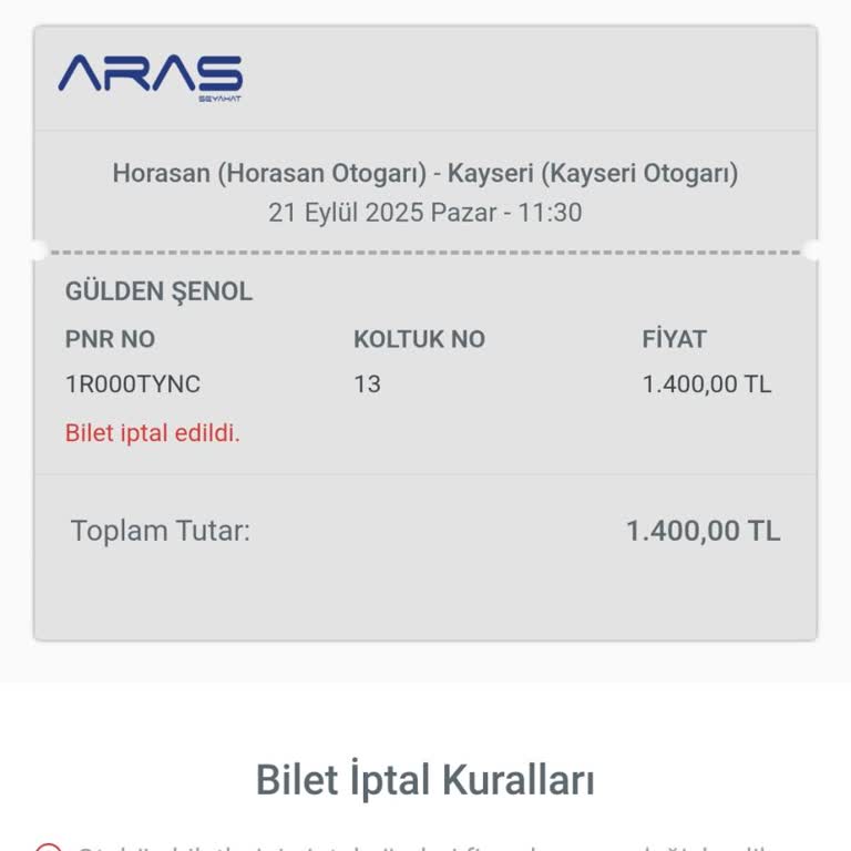 Bilet Saati Ve Koltuk Değişikliği Bilgisi Verilmeden Yapıldı, Müşteri Hizmetlerine Ulaşılamıyor