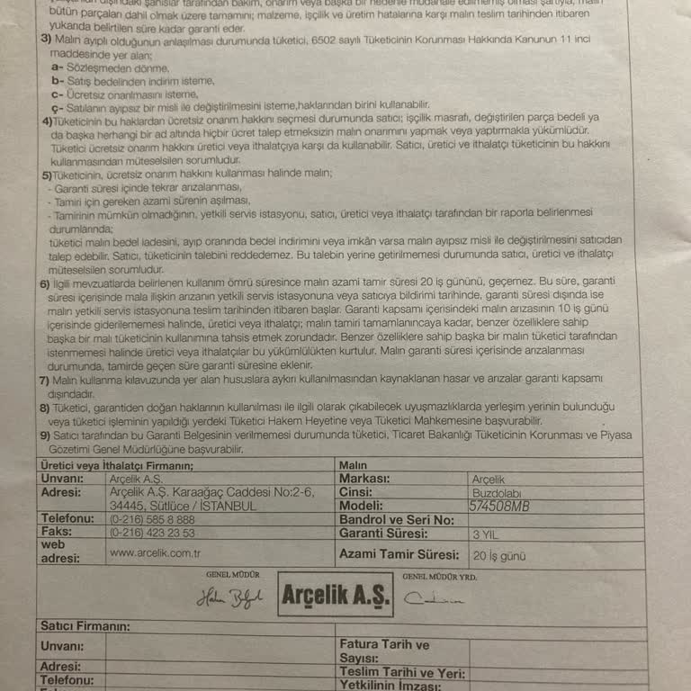 Arçelik Buzdolabı Sürekli Yiyecekleri Bozuyor Servis Çözüm Sunamıyor