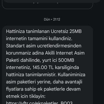 Kullanılmayan İnternet İçin Haksız Aşım Ücreti Yansıtıldı