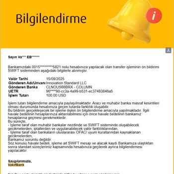 SWIFT Transferlerim Hesabıma Ulaşmıyor, Bilgilendirme Bekliyorum