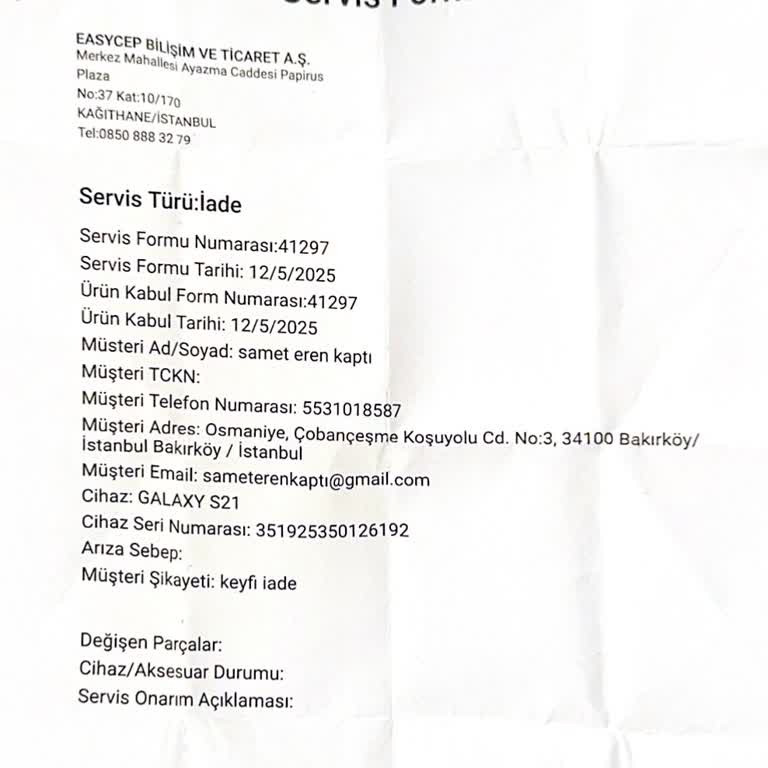 İade Edilen Telefonun Ücreti 4 Aydır Ödenmiyor Müşteri Hizmetleri Yanıt Vermiyor