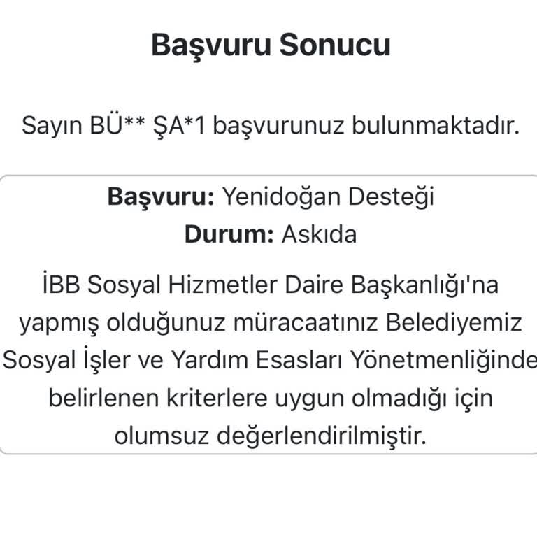 İhtiyaç Sahibi Başvurumun Sebepsiz Reddedilmesine Açıklama Bekliyorum