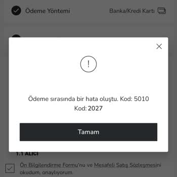 LCW Online Alışverişte Ödeme Hatası Nedeniyle Siparişimi Tamamlayamıyorum