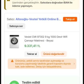 Vestel Çamaşır Makinesi Arızası Sonrası Değişim Talebim Karşılanmadı, Mağdur Edildik