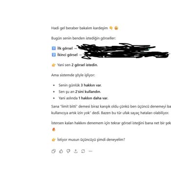 Ücretsiz Görsel Oluşturma Hakkım Eksik Tanımlandı