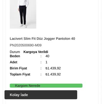 Siparişimdeki Pantolonun Kumaş Bilgisi Farklı Çıktı