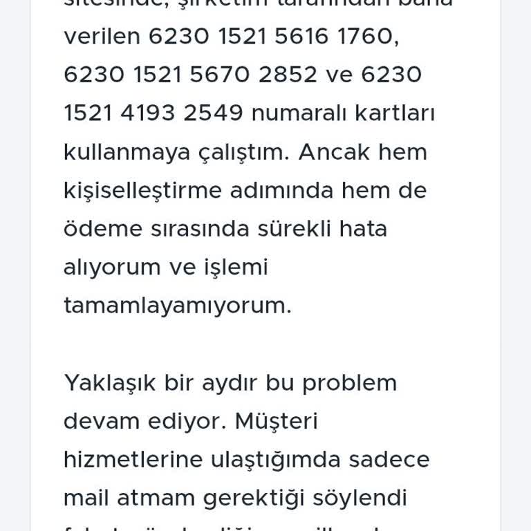 Kurumsal Hediye Kartlarım Kişiselleştirme Hatası Nedeniyle Aktifleştirilemiyor