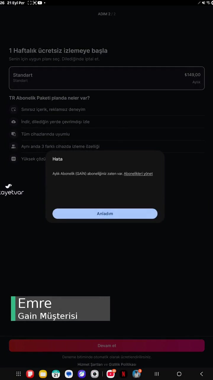 Gain Üyelik Sonrası Giriş Hatası videonun kapak resmi