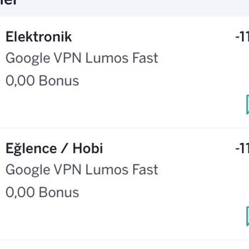 Kredi Kartımdan Bilgim Dışında Google VPN Lumos Fast Adına Ücret Kesintisi