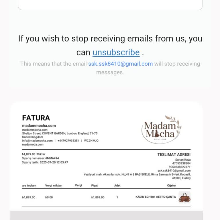 Sipariş Verilen Çantanın Teslim Edilmemesi Ve İletişim Problemi