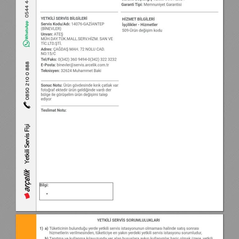 Yeni Alınan Buzdolabında Teslimat Sonrası Fark Edilen Çatlak Ve Servis Mağduriyeti