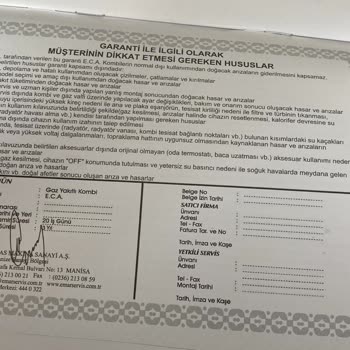 Garanti Kapsamındaki Kombi Parçası İçin Haksız Ücret Talebi