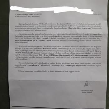 TÜİK'ten Gelen Tehditkar Mesaj Ve Evrakların Gerçekliği Hakkında Endişe
