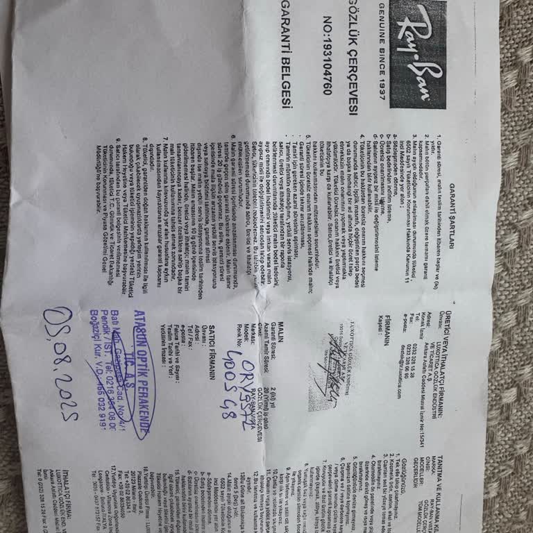 Rayban Gözlük Kısa Sürede Yamuldu İade Ve Değişim Taleplerim Reddedildi