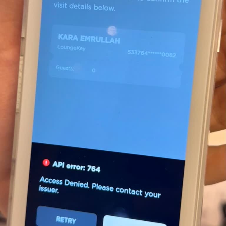 Ziraat Bankası Prestij Plus Kartımla İGA Lounge Girişinde Sürekli Apı Error 764 Hatası