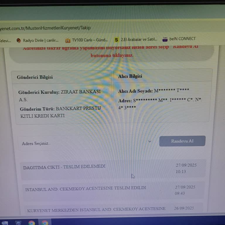 Kredi Kartım Adresime Teslim Edilmeden 'Bulunamadınız' Mesajı Geldi