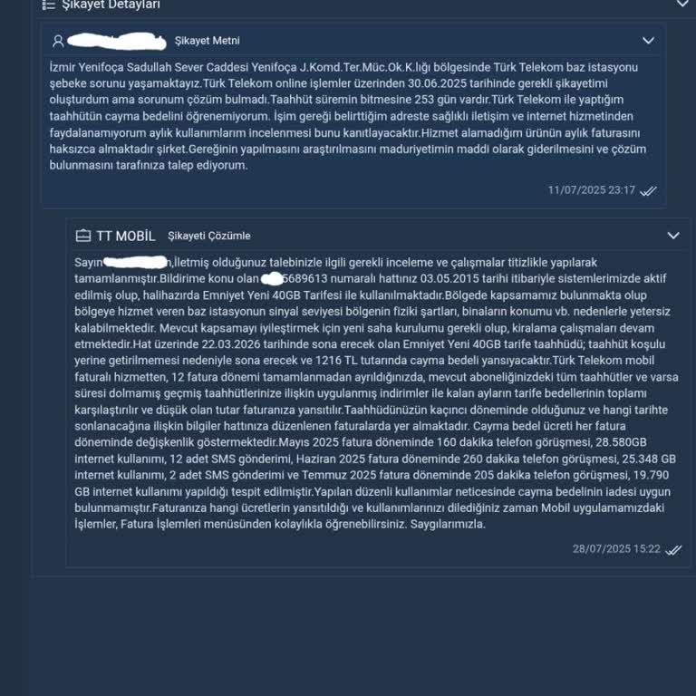 Türk Telekom'dan Çekim Sorunu Ve Haksız Cayma Bedeli Mağduriyeti