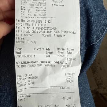 Mac Cosmetics Yanlış Verilen Fondötenin Doğru Numarayla Değiştirilmesini Talep Ediyorum