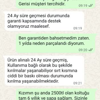 6500 TLye Alınan Koltuk Bir Yıl İçinde Kırıldı Firma Yardımcı Olmadı