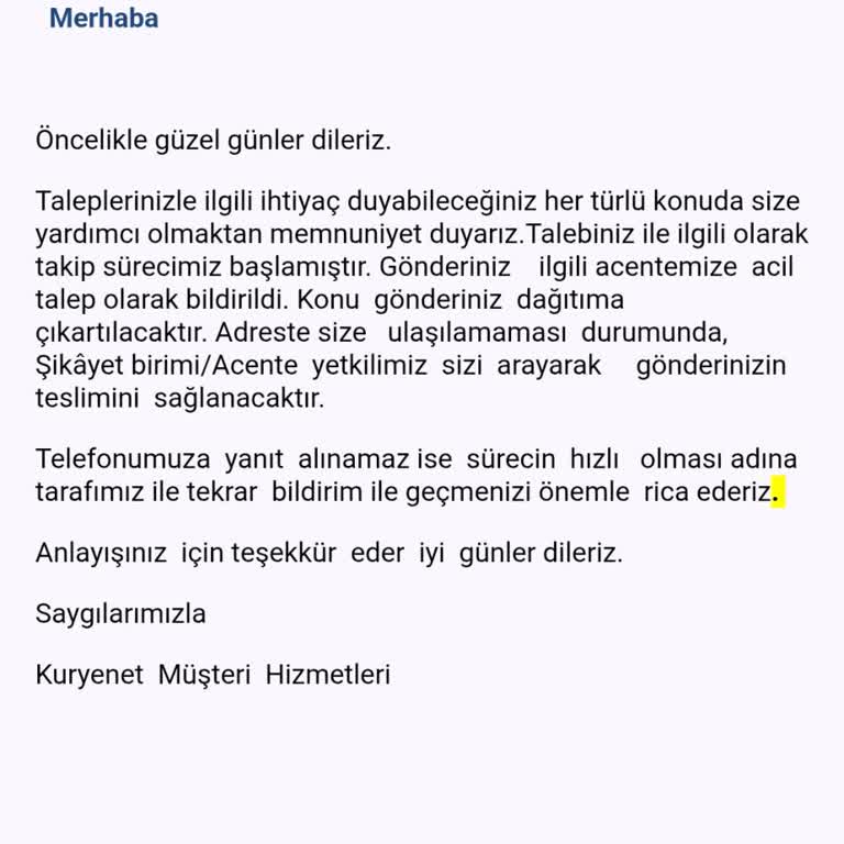 Kuryenet Sincan Şubesi Gönderimi Teslim Etmiyor, İletişim Kurulamıyor