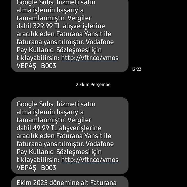 Bilgim Dışında Başlatılan Google Subs Aboneliğiyle Faturama 330 TL Yansıtıldı