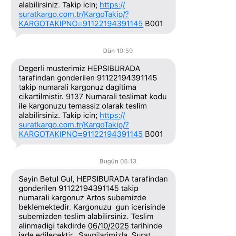 Sürat Kargo Van Artos Şubesi Adresime Teslimat Yapmıyor, Mağduriyetim Devam Ediyor