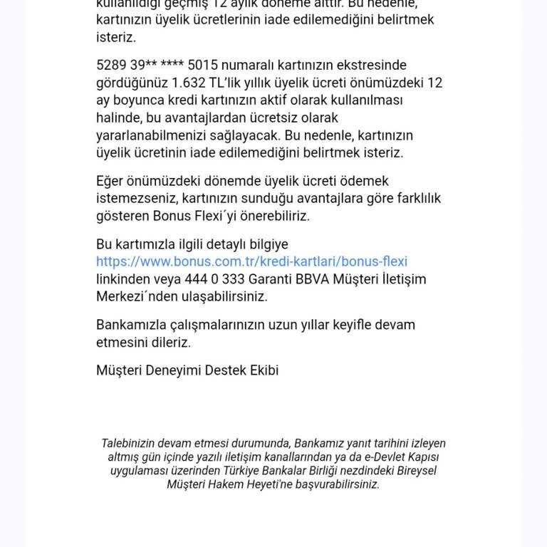 Kullanılmayan Yeni Kredi Kartıma Haksız Yıllık Aidat Yansıtıldı