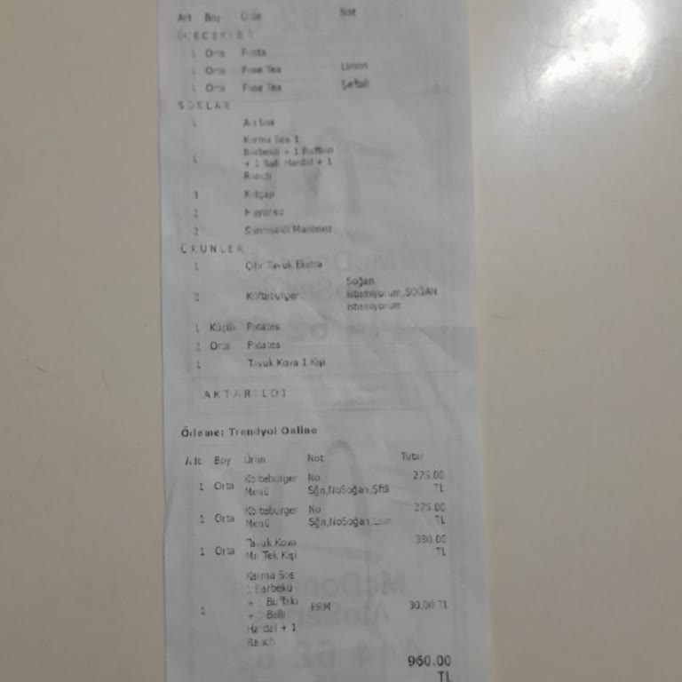 Trendyol Yemek McDonald's Siparişimde Eksik Ve Yanlış Ürünler, Çözülmeyen Destek