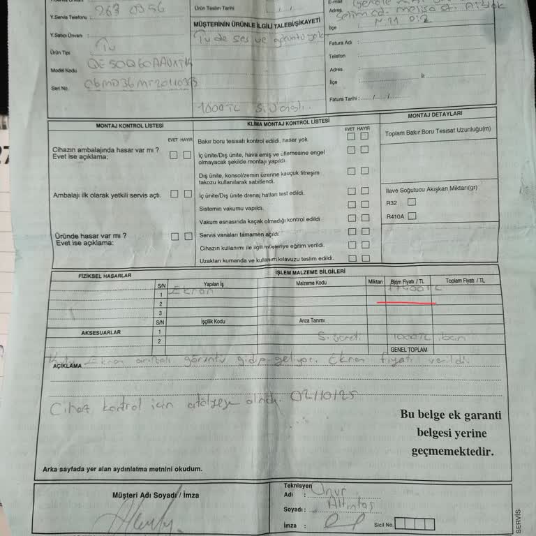 Samsung QLED TV'de Garanti Sonrası Ekran Arızası Ve Yüksek Onarım Ücreti Mağduriyeti